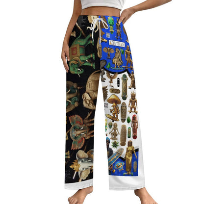 170gsm Faux Cotton Drawstring Women Wide Leg Pajamas Pants LM072 (All-Over Printing)