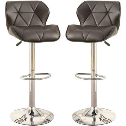 Modern Kitchen Island Stools Brown Faux Leather Stool Counter Height Chairs Set Of 2 Adjustable Height Gas Lift Chrome Base