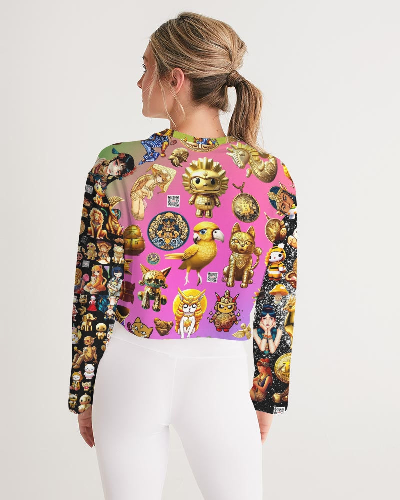 4 Annunaki Abstrak Collection Women's All-Over Print Cropped Sweatshirt