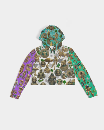 Ancient Abstrak Collection Women's All-Over Print Cropped Hoodie