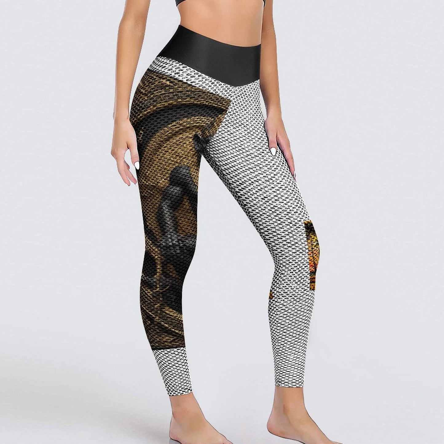 Custom Printed Honeycomb Textured Yoga Pants for Women (All-Over Printing)