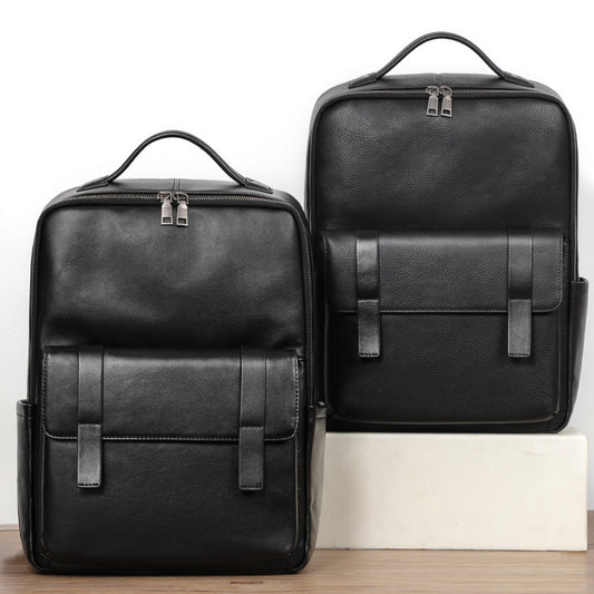 Large Capacity Men's Leather Computer Backpack