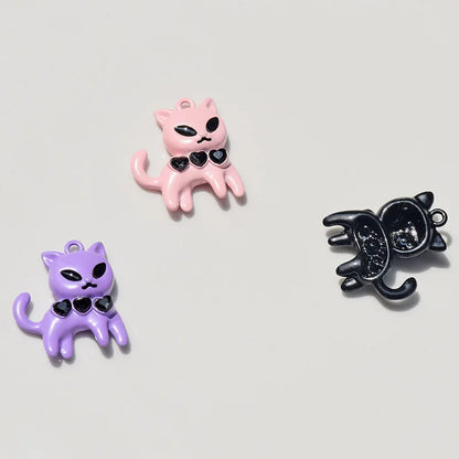 10Pcs Crystal Cute Cat Charms Alloy Pendant For Jewelry Making Diy Necklace Keychain Backpack Handmade Accessories Supplies