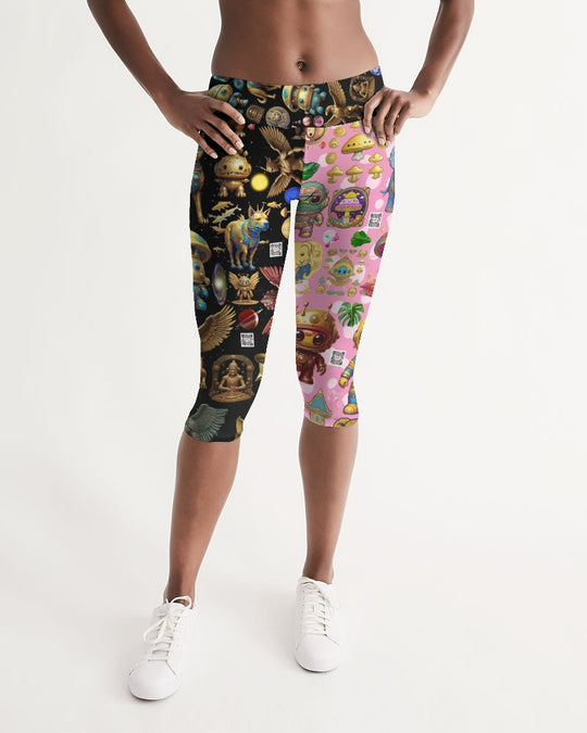 Alien Trendy Abstrak Collection Women's All-Over Print Mid-Rise Capri