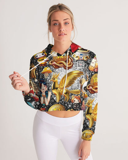 Womens Abstrak Women's All-Over Print Cropped Hoodie