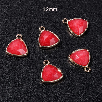 1-3pcs Natural Stone Pendant Triangle Shape Amethyst Lapis Lazuli Opal Charm For Jewelry Making Necklace Earrings Accessory 12mm