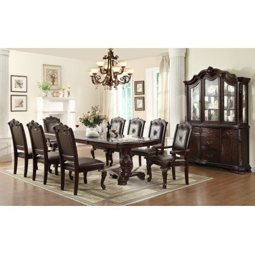 Beautiful Hand-carved Formal Traditional Dining Chair With Faux Leather Upholstery