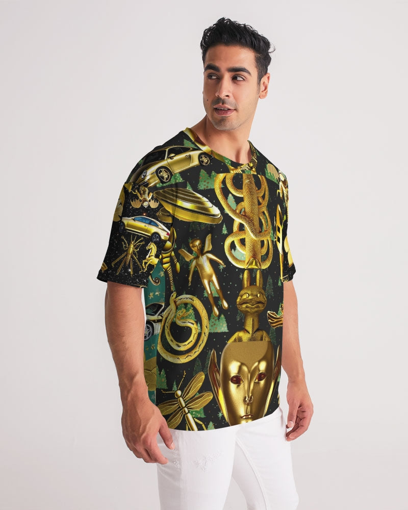 Outer Space Abstrak Men's All-Over Print Premium Heavyweight Tee