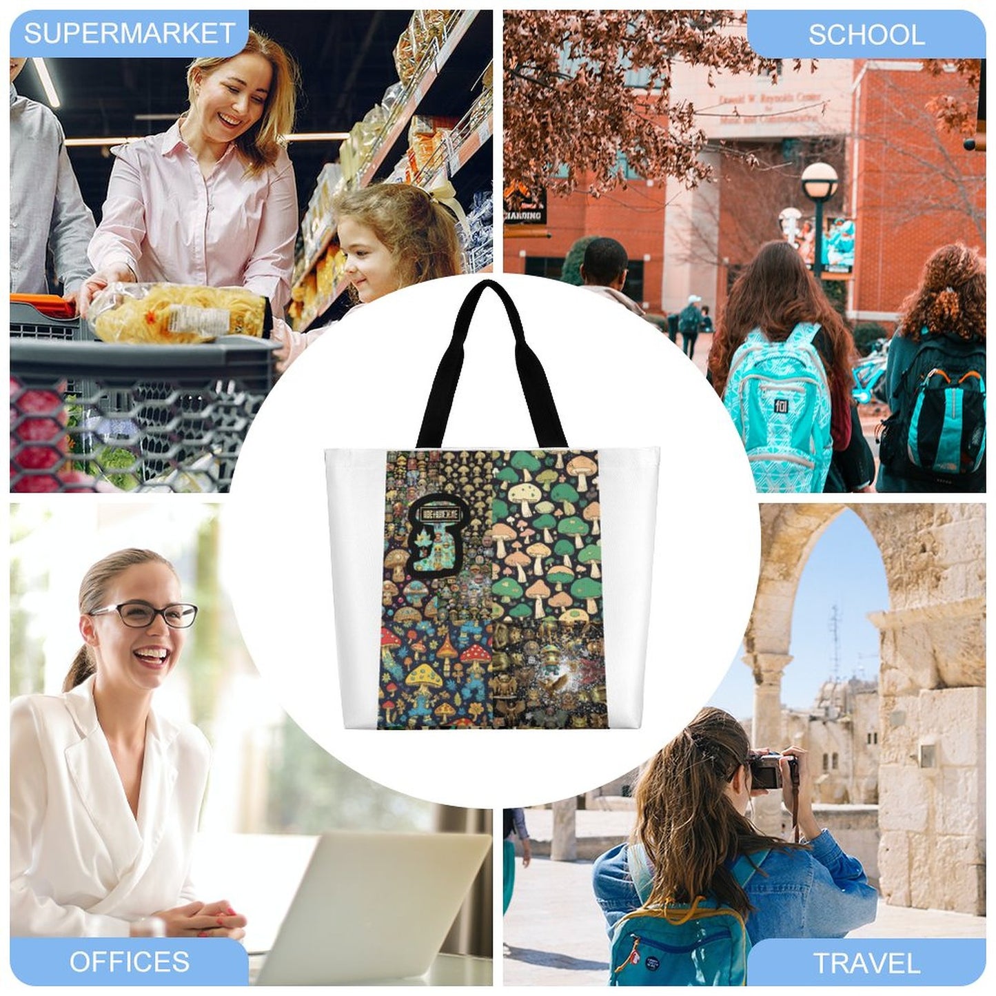 Large One Shoulder Shopping Bag (All-Over Printing)