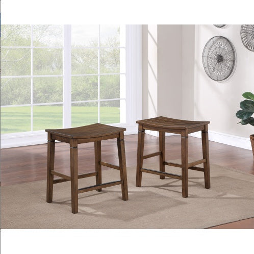 Compact Farmhouse 5-Pack Counter Dining Set - Plank Effect Table Top - Shaped Counter Stool Seat - Perfect For Apartments Or Smaller Homes