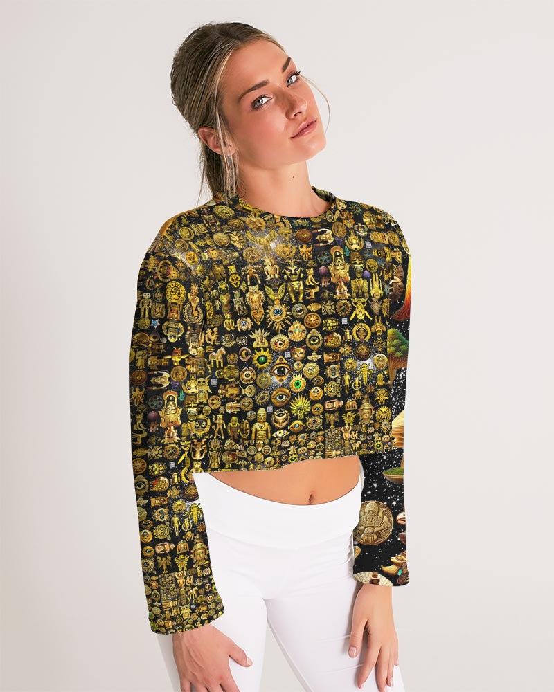 Nature Abstrak Women's All-Over Print Cropped Sweatshirt