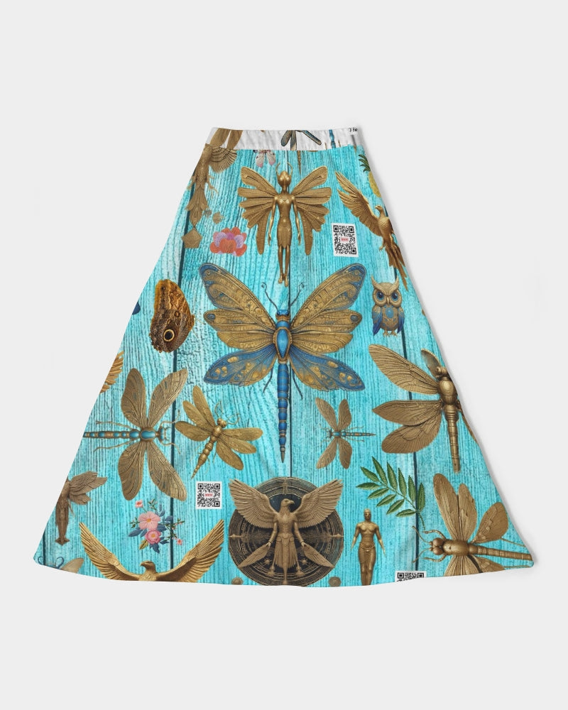 Abstrak dragonfly Women's All-Over Print A-Line Midi Skirt