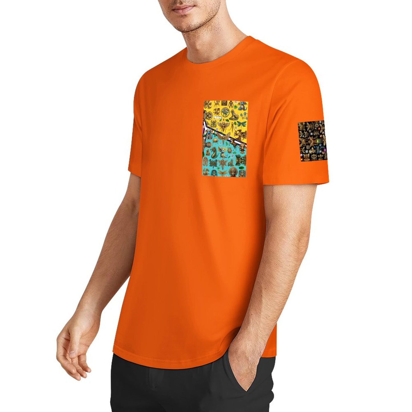 DTF 160gsm Men's Short Sleeve Cotton T-shirt (Dual-sided+Sleeve Printing)