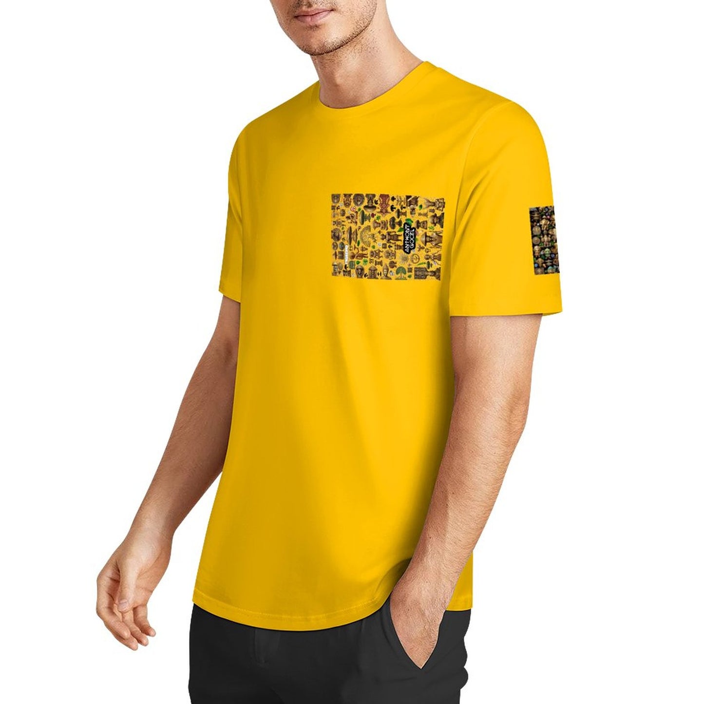 DTF 160gsm Men's Short Sleeve Cotton T-shirt (Dual-sided+Sleeve Printing)