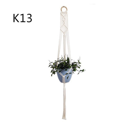 Flower Pot Net Bag Beige Cotton Rope Indoor Plant Hanger Hanging Basket Sling