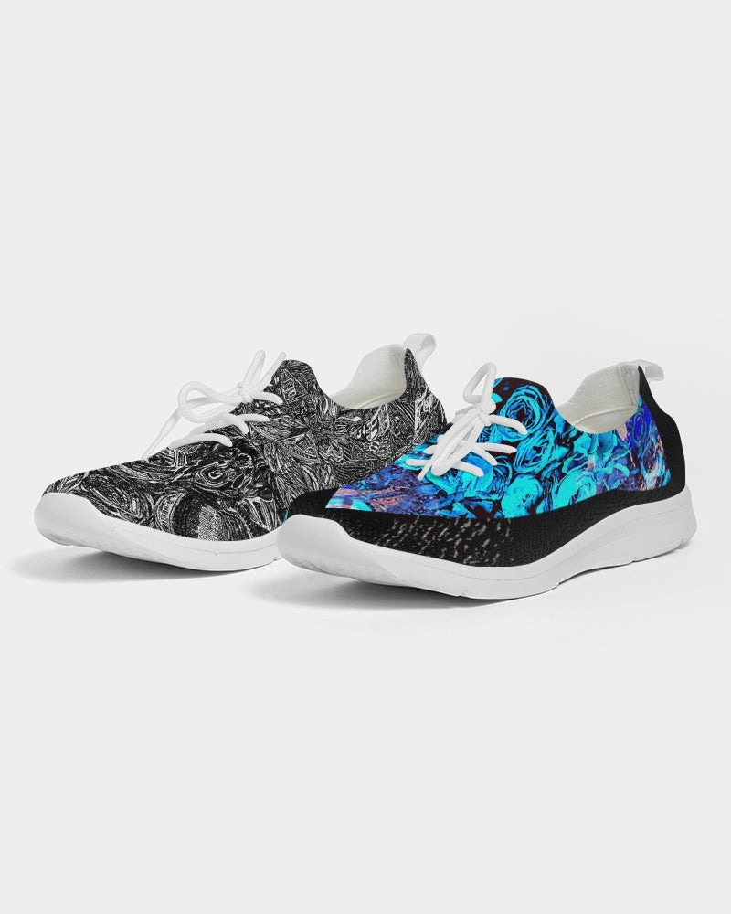 Greyscale Abstract Design Men's Lace Up Flyknit Shoe