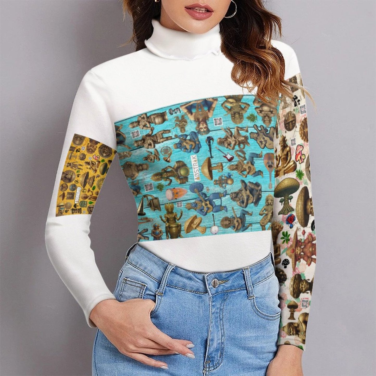 Women Long Sleeve Turtleneck Sweater MY08 (All-Over Printing)