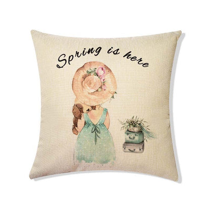 Rabbit Easter Eggs Truck Flower Basket Cushion Cover Throw Pillow Cover Nordic Room Decoration For Home Car Sofa Couch