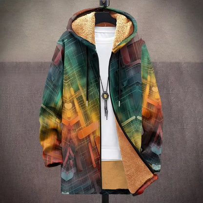 Digital Printed Hat Cardigan Men's Mid-length Trench Coat