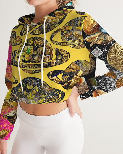 Nature Abstrak Women's All-Over Print Cropped Hoodie