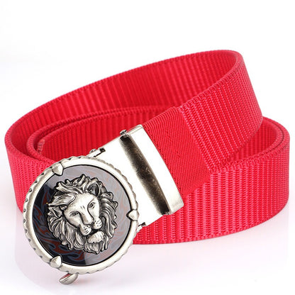 Non porous and toothless alloy automatic buckle tank patterned nylon waist belt