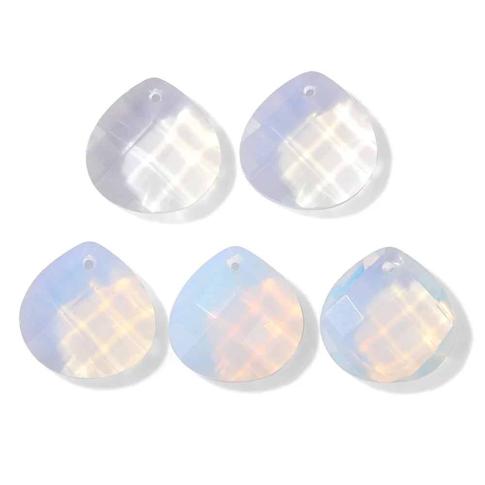 2pcs White Opal Pendants Charms Water Drop Heart Round Square Shape Pendant for Jewelry Making Diy Bracelet Necklace Earrings