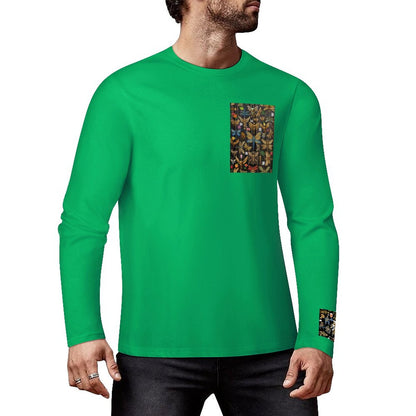 DTF 160gsm Cotton Men's Long Sleeve T-shirt (Front+Sleeve Printing)