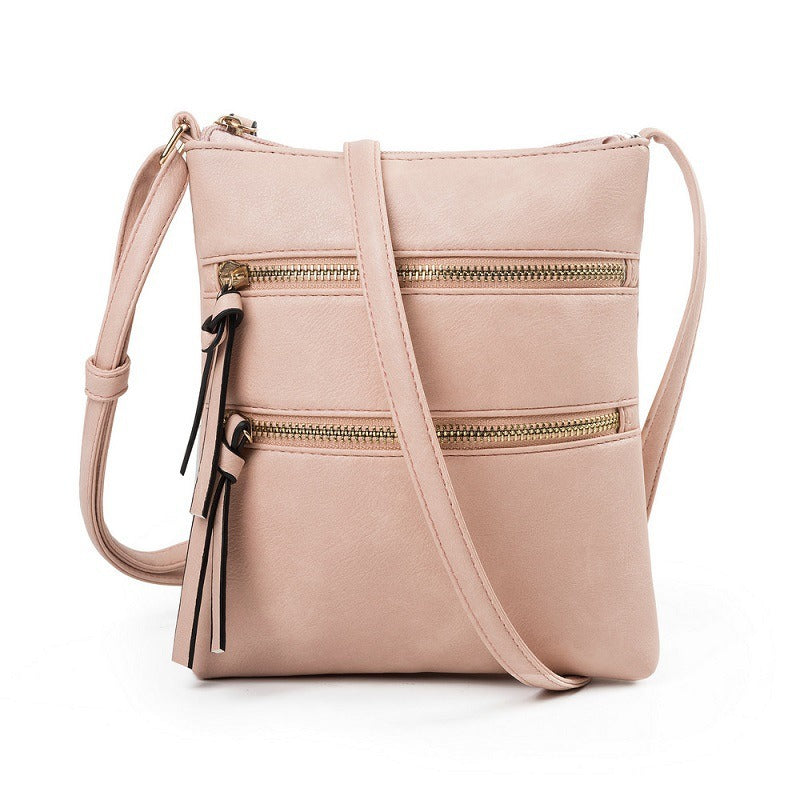 Leisure multifunctional pocket with double zipper vertical women's bag single shoulder bag crossbody bag