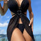 3pcs Halter Neck Bikini Beach Summer Solid Color Split Swimsuit Womens Clothing