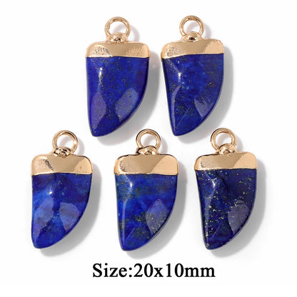 5PCS/lot Lapis Lazuli Stone Pendant Blue Moon Apple Oval Shape Gem Charms For Jewelry Making DIY Necklace Earrings DIY Handmade