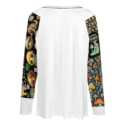 V-neck Loose Long Sleeve T-shirt TLREV2 (All-Over Printing)