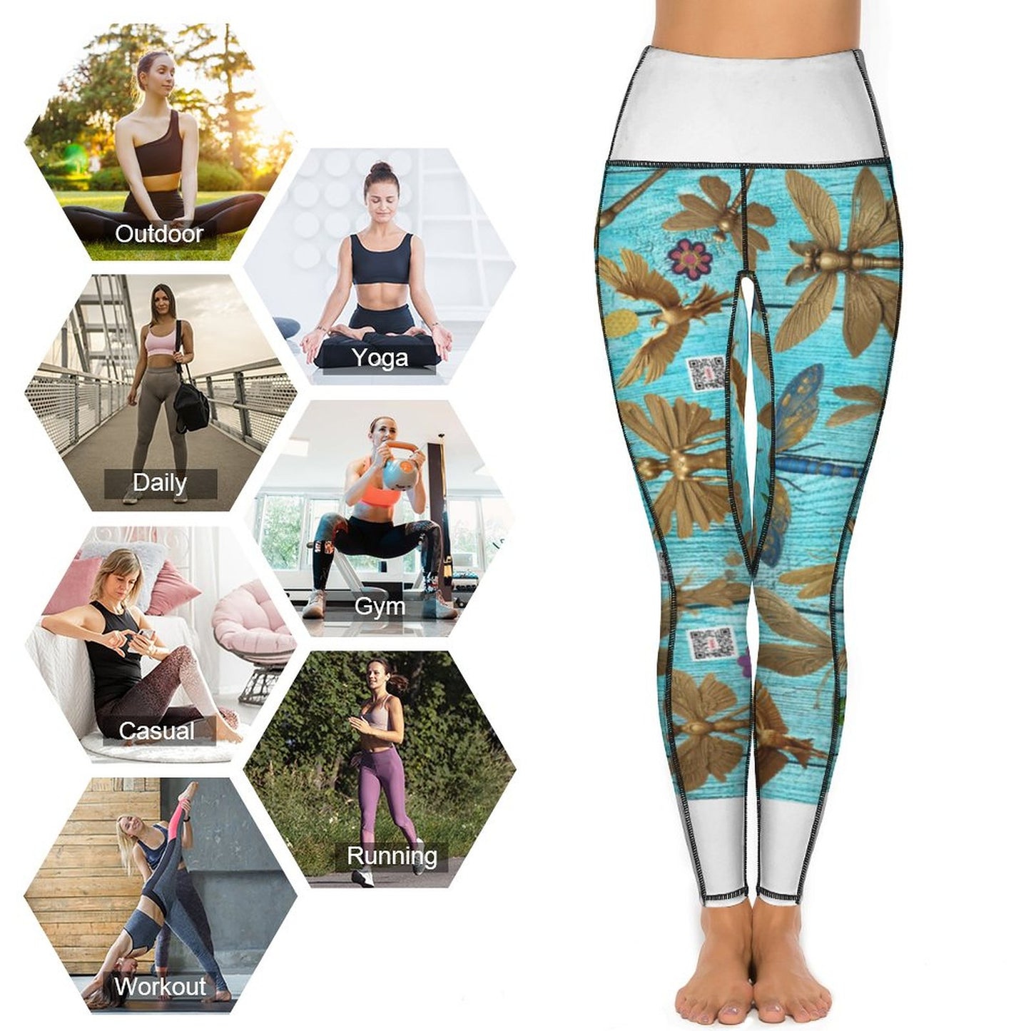 Custom Printed Yoga Pants with 2 Pockets CE003 (All-Over Printing)