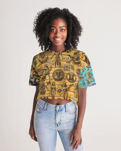 Abstrak dragonfly Women's All-Over Print Lounge Cropped Tee