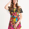 Eye and Face Abstrak Women's All-Over Print Off-Shoulder Dress