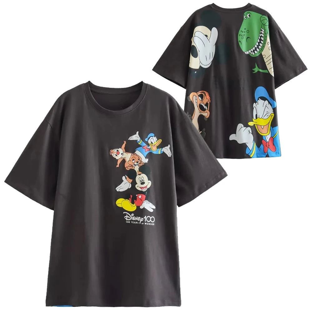 Disney T-Shirt Bambi Deer Fashion Women T-Shirt Summer Cartoon O-Neck Short Sleeve T-Shirt Women Casual Tee Tops Female Femmes