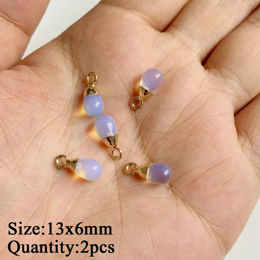 2PCS/lot Opal Stone Pendant White Oval Heart Star Moon Shape Connector Charms Fit Jewelry Making DIY Necklace Earrings Bracelets