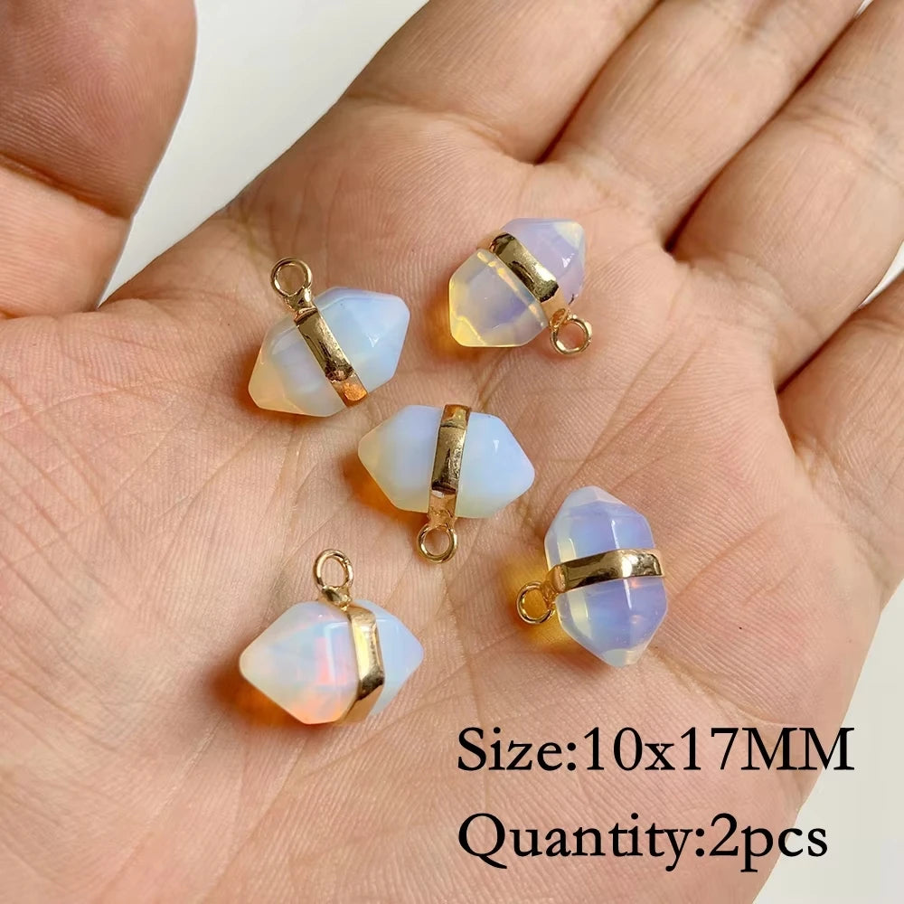 2pcs White Opal Pendants Charms Water Drop Heart Round Square Shape Pendant for Jewelry Making Diy Bracelet Necklace Earrings