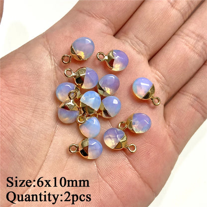 2PCS/lot Opal Stone Pendant White Oval Heart Star Moon Shape Connector Charms Fit Jewelry Making DIY Necklace Earrings Bracelets