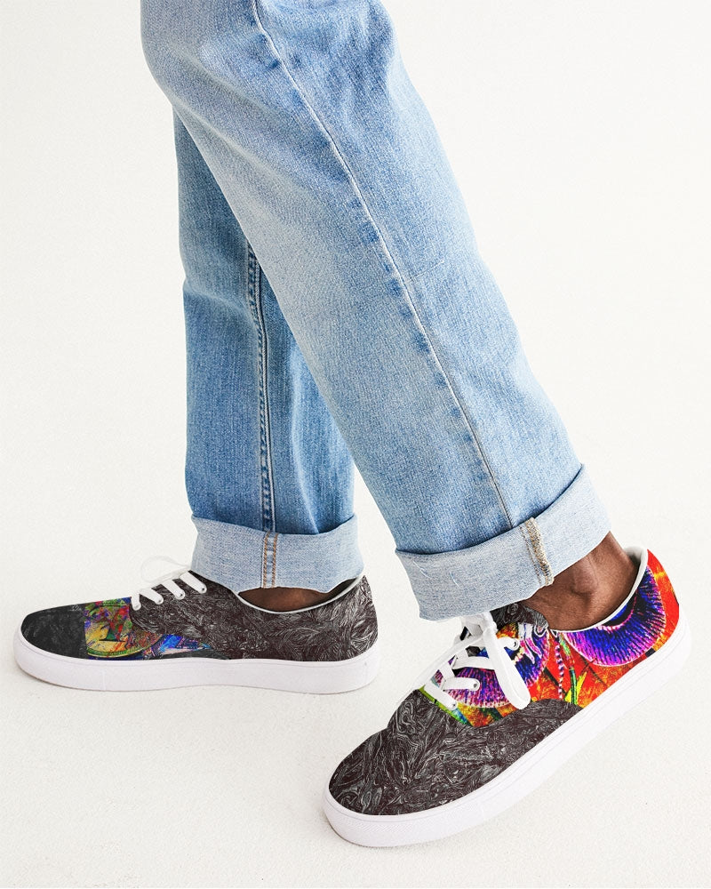 Saddle Serenade Abstract Design Men's Lace Up Canvas Shoe