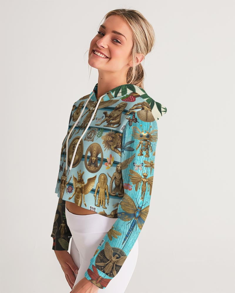 Abstrak dragonfly Women's All-Over Print Cropped Hoodie