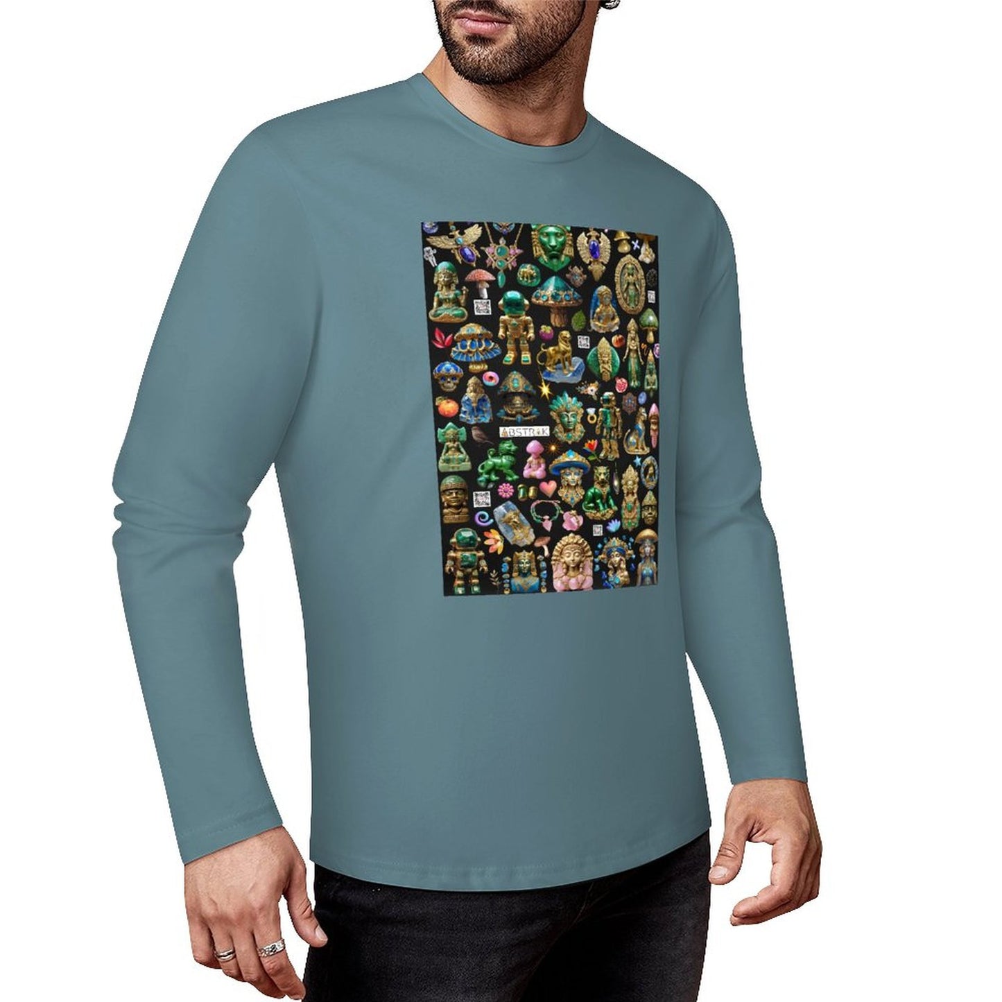 DTF160gsm Cotton Men's Long Sleeve T-shirt (Front Printing)