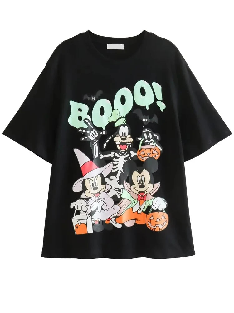 Disney T-Shirt Bambi Deer Fashion Women T-Shirt Summer Cartoon O-Neck Short Sleeve T-Shirt Women Casual Tee Tops Female Femmes