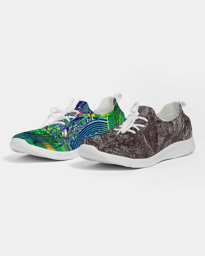 Saddle Serenade Abstract Design Men's Lace Up Flyknit Shoe