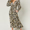 Double Take Full Size Tie Back Flounce Sleeve Dress