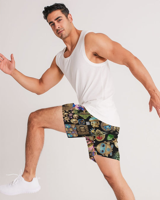 Mushroom Abstak Collection Men's All-Over Print Jogger Shorts