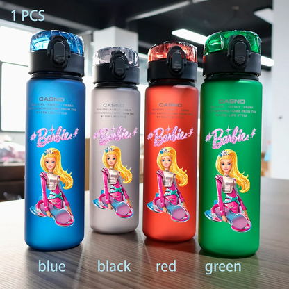 Barbie 560ML Large Capacity 4 Color Children Water Cup Portable Plastic Outdoor Sports Aldults Water Bottle Anime Customizable