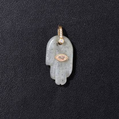 2pcs Quality Natural Stone Quartz Hamsa Fatima Hand Pendant Charm For Diy Jewelry Making Necklace Earring Accessories Wholesale