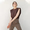 Casual style round neck sleeveless loose and luxurious T-shirt for women