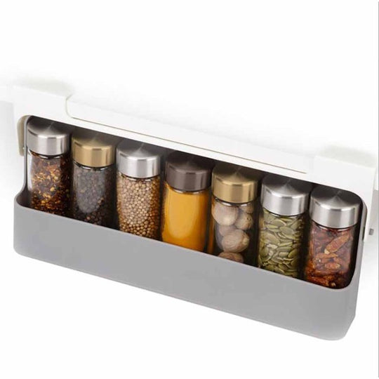 Hanging Spice Bottles Storage Rack Under Cabinet Self Adhesive Jar Container