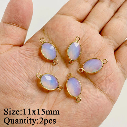 2PCS/lot Opal Stone Pendant White Oval Heart Star Moon Shape Connector Charms Fit Jewelry Making DIY Necklace Earrings Bracelets